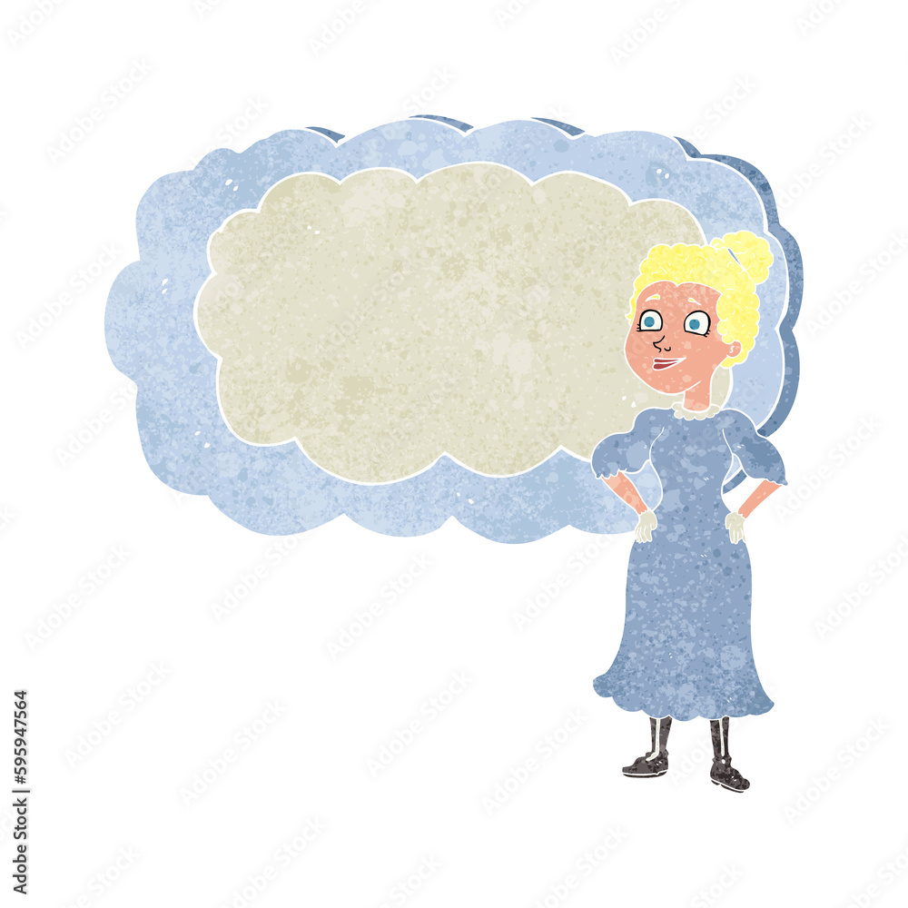 freehand retro cartoon victorian woman in dress freehand retro cartoon victorian woman in dress