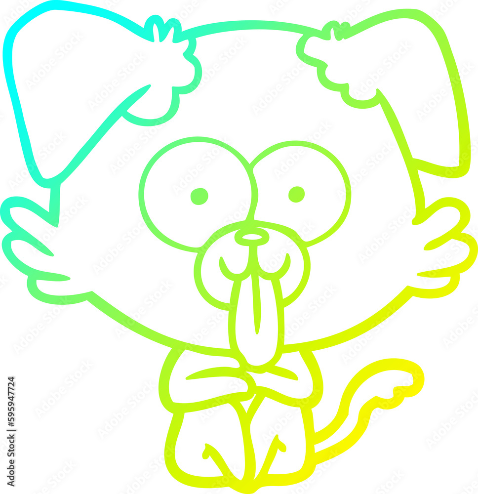 cold gradient line drawing of a cartoon dog with tongue sticking out cold gradient line drawing of a cartoon dog with tongue sticking out