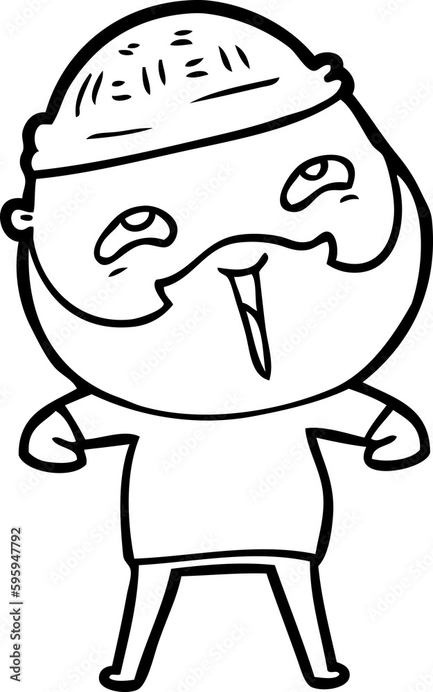 cartoon happy bearded man