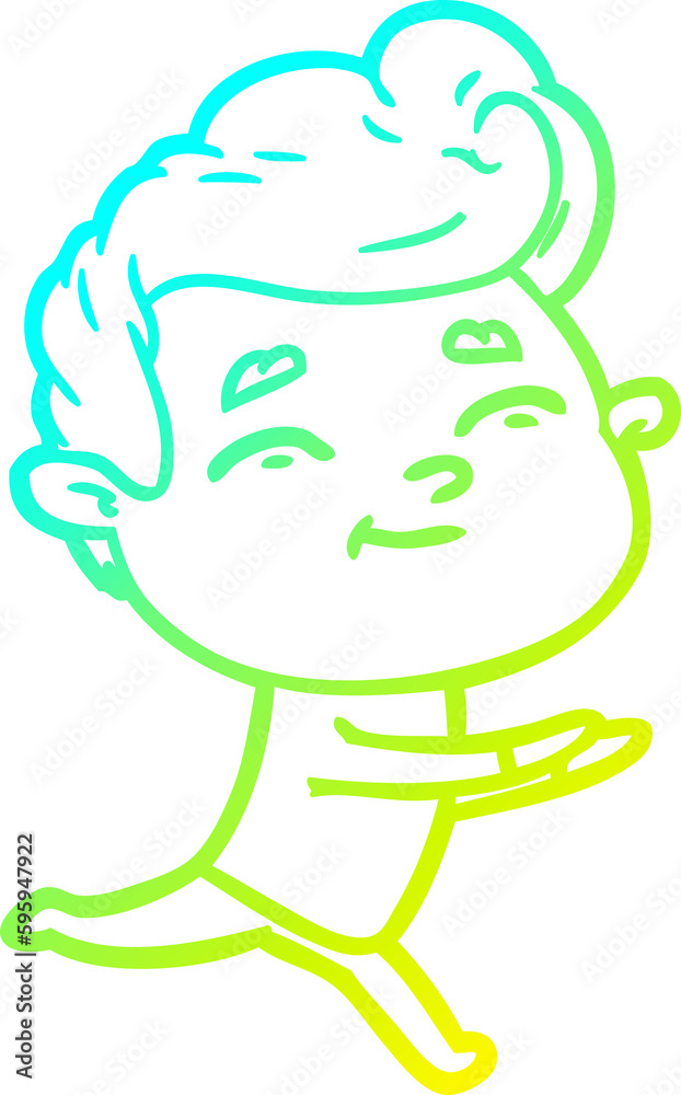 cold gradient line drawing of a running cartoon man cold gradient line drawing of a running cartoon man