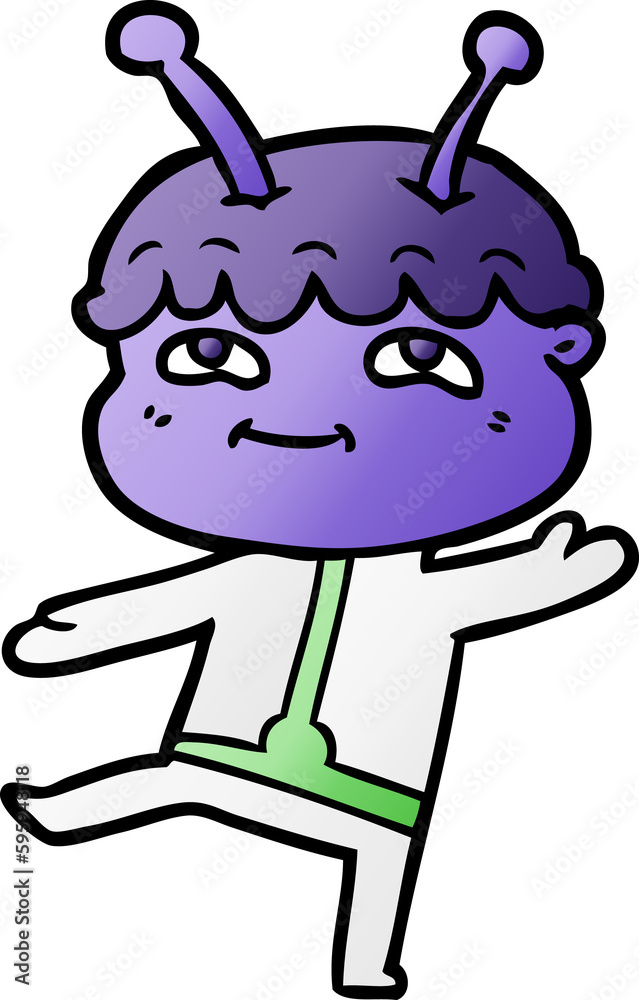 Fototapeta premium friendly cartoon spaceman dancing