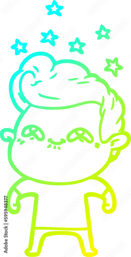 cold gradient line drawing of a cartoon excited man cold gradient line drawing of a cartoon excited man