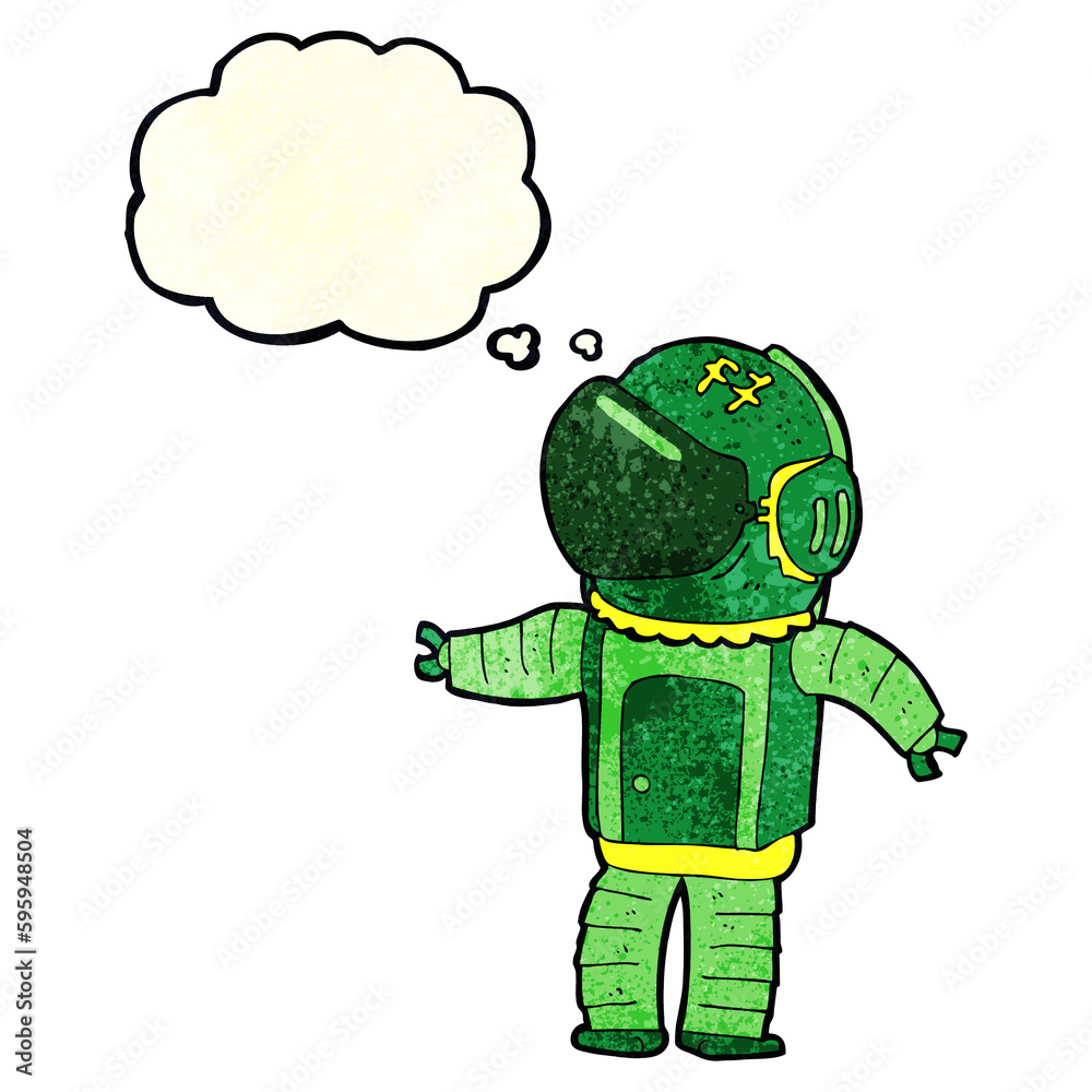 Obraz premium cartoon astronaut with thought bubble