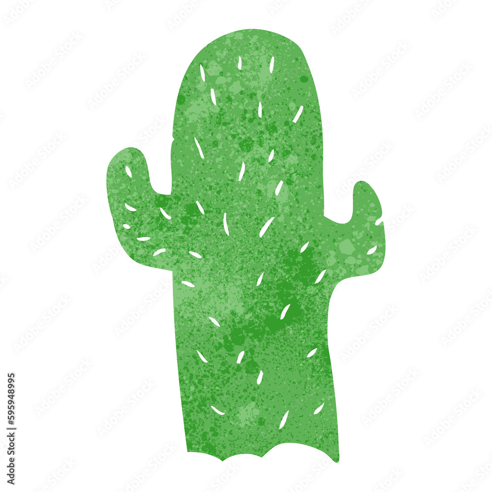 Obraz premium freehand retro cartoon cactus