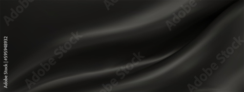 Abstract black silk vector background. Luxury black cloth or liquid wave. Abstract or dark fabric texture background. black Cloth soft wave. Creases of satin, silk, and Smooth elegant cotton.