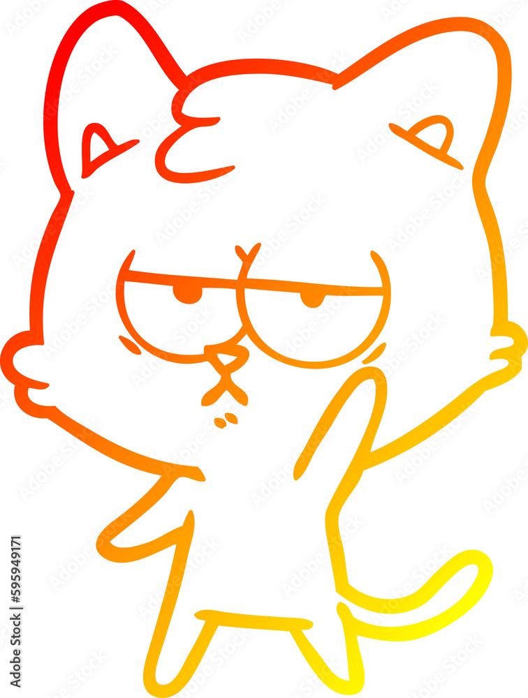 warm gradient line drawing of a bored cartoon cat warm gradient line drawing of a bored cartoon cat