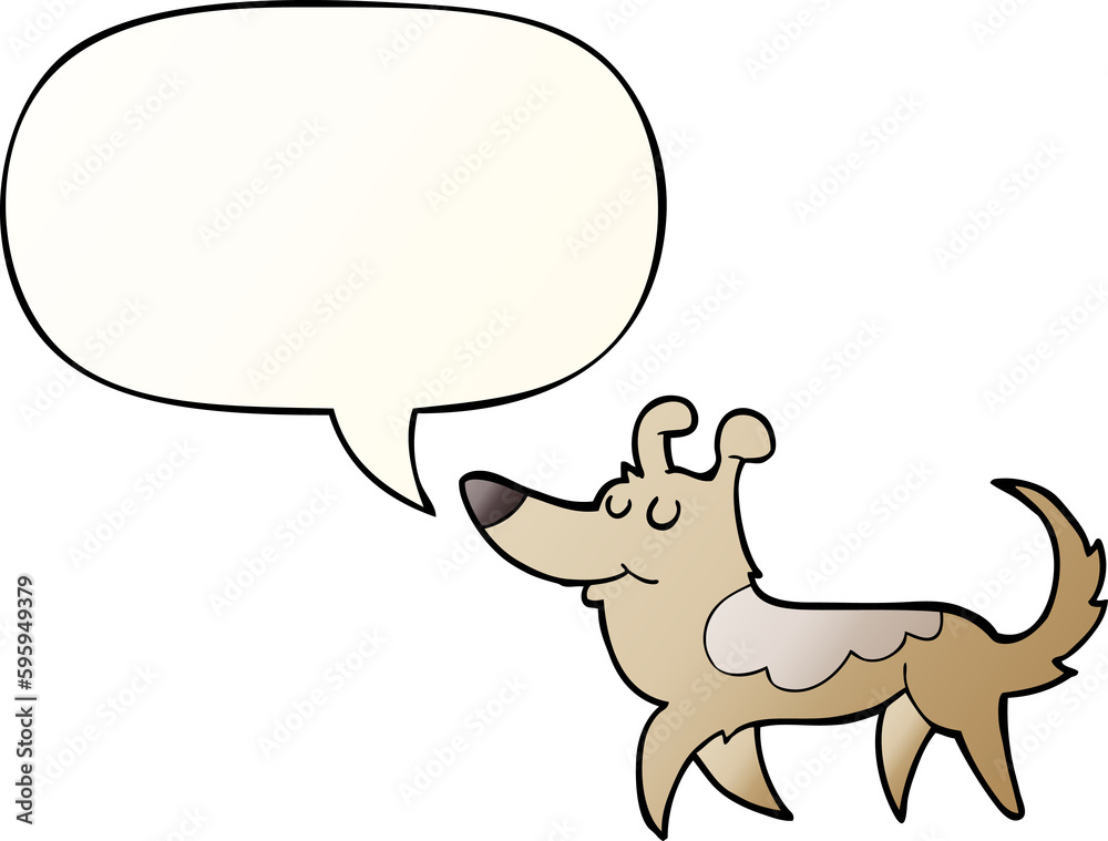 cartoon dog with speech bubble in smooth gradient style cartoon dog with speech bubble in smooth gradient style