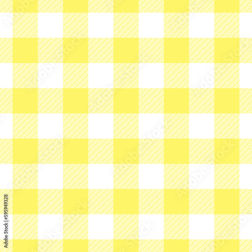 Vector seamless pattern with gingham check in yellow and white colours for fabric and textile design