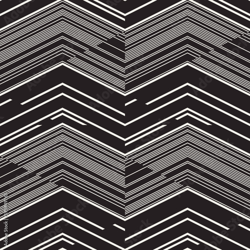 Monochrome Glitch Effect Textured Textured Chevron Pattern