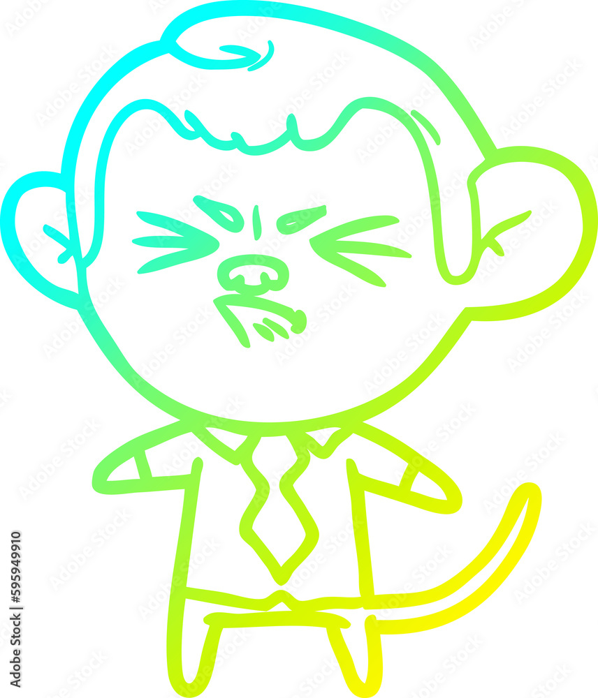 cold gradient line drawing of a cartoon annoyed monkey cold gradient line drawing of a cartoon annoyed monkey