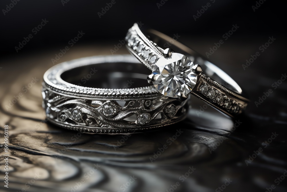 Ring Set And Toptier Wedding/Engagement Ring. Generative AI Ring Set And Toptier Wedding/Engagement Ring. Generative AI
