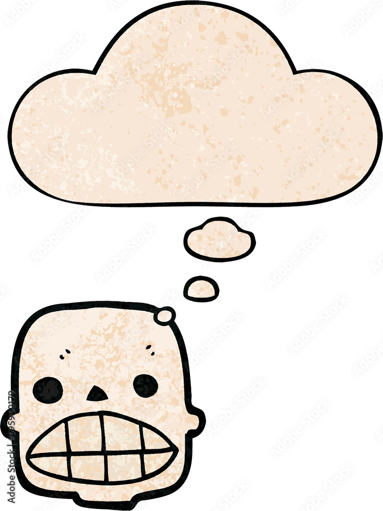 cartoon skull with thought bubble in grunge texture style cartoon skull with thought bubble in grunge texture style