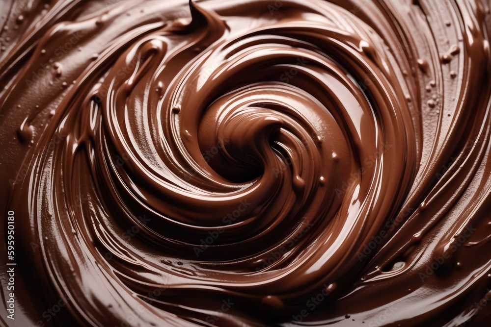 Swirled Chocolate On White. Generative AI Swirled Chocolate On White. Generative AI