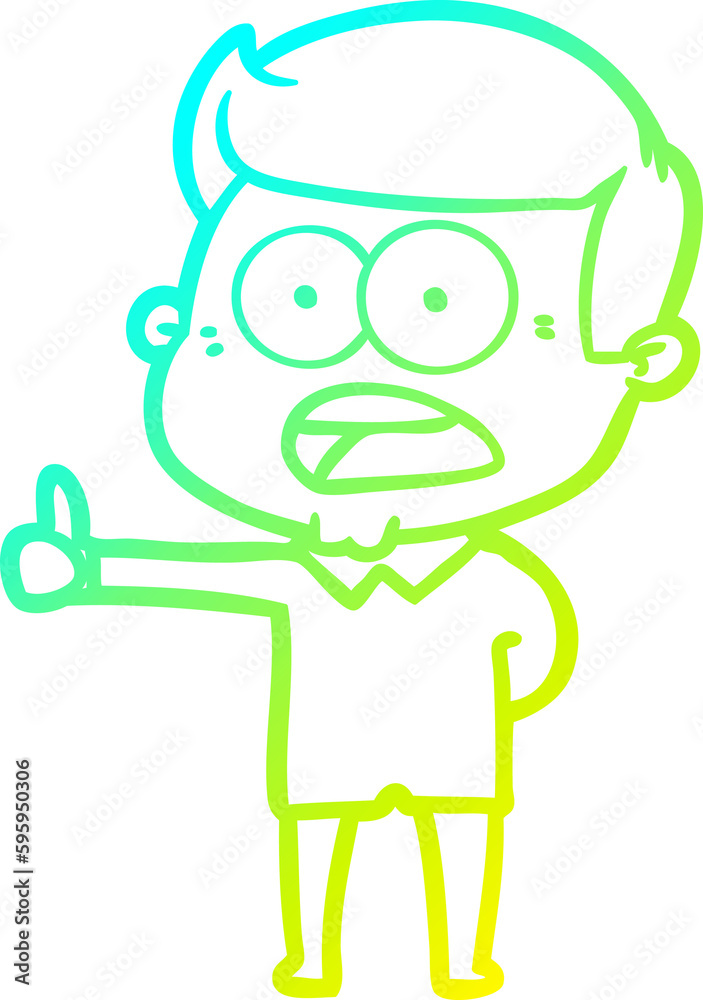 cold gradient line drawing of a cartoon shocked man cold gradient line drawing of a cartoon shocked man