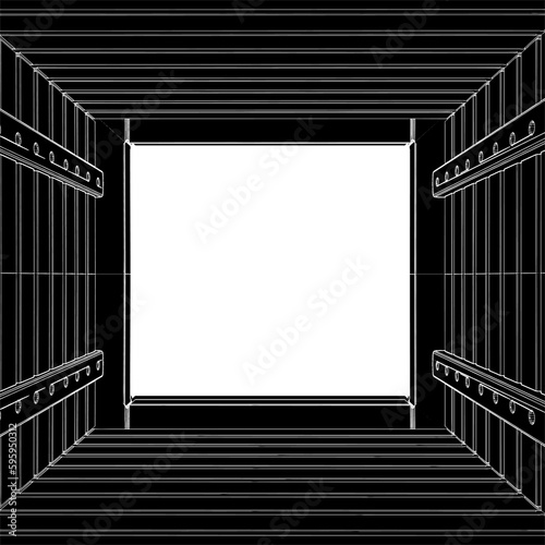 Abstract Tunnel Corridor Construction Vector. Illustration Isolated On White Background. A vector illustration Of An Tunnel Corridor.