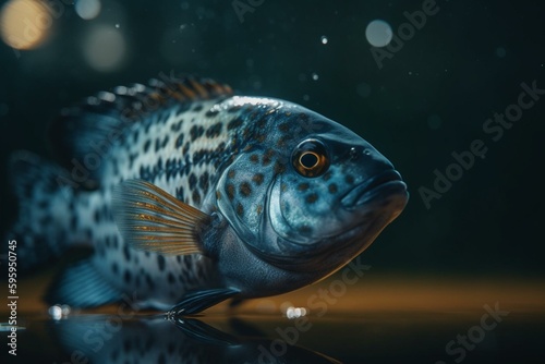 Fish swimming in clear water. Generative AI