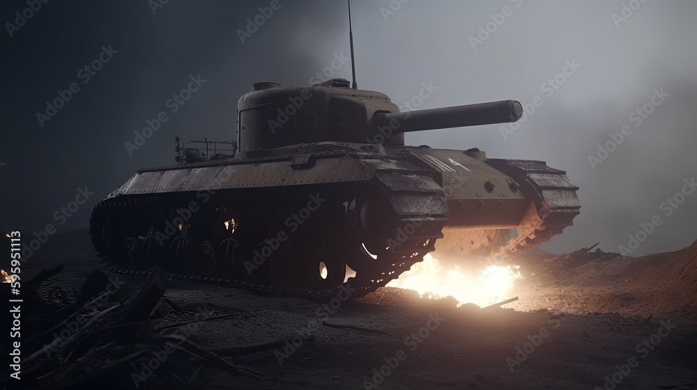 World War I Tank Wreckage Battle Remnants Destroyed Vehicle Generative AI World War I Tank Wreckage Battle Remnants Destroyed Vehicle Generative AI