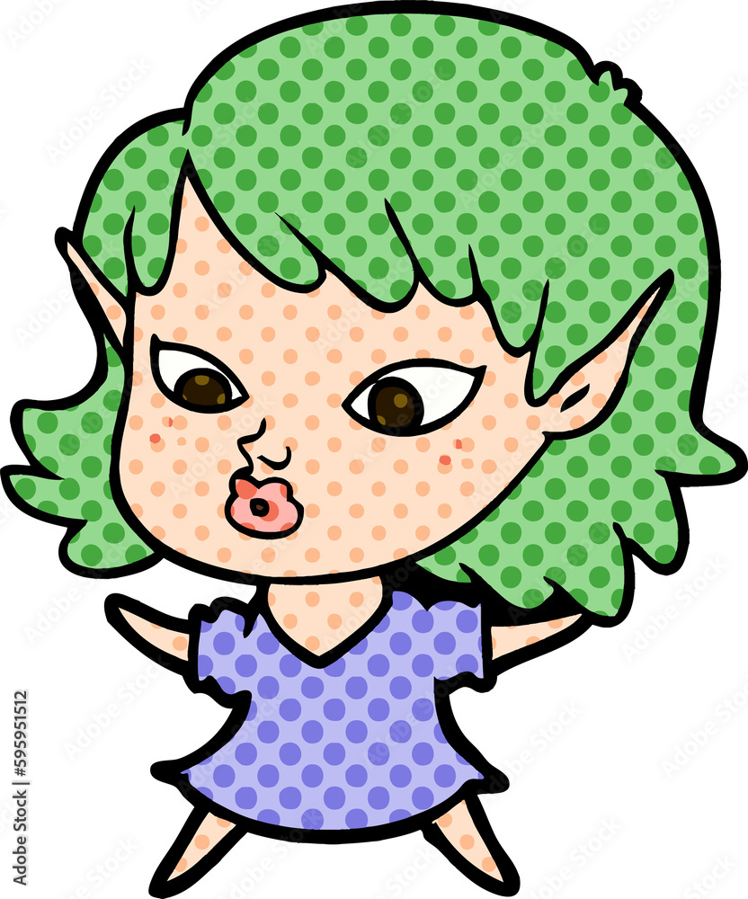 pretty cartoon elf girl