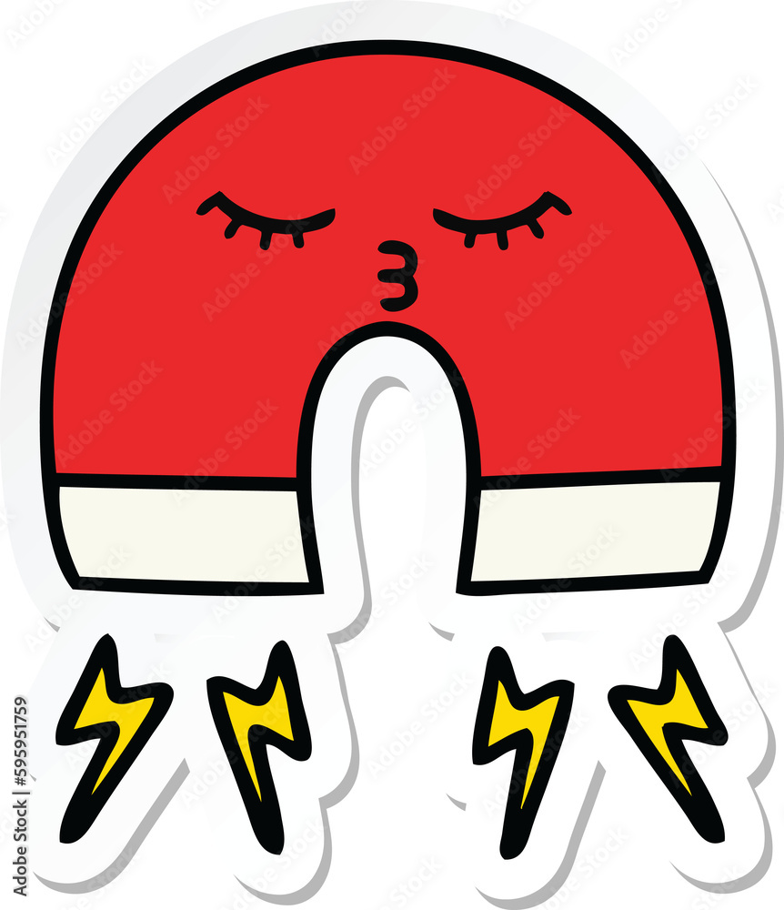 sticker of a cute cartoon magnet