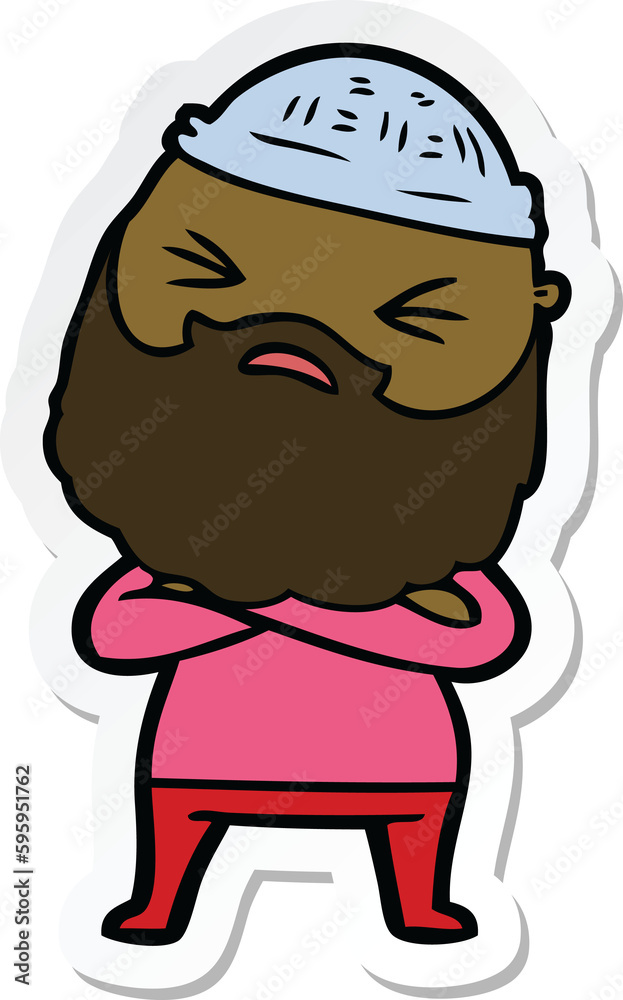 sticker of a cartoon man with beard sticker of a cartoon man with beard