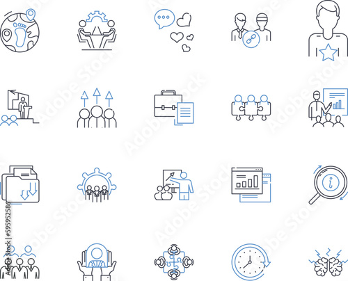 Design team line icons collection. Innovation  Creativity  Collaboration  Aesthetics  Ideation  Iteration  Experimentation vector and linear illustration. Precision User-centered Versatility outline