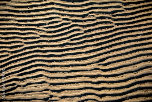 texture of yellow sand on the beach, sand dunes system, beach sand texture, wave pattern on sand