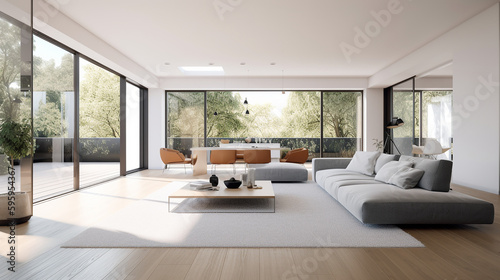 modern luxury minimalist living room, generative AI © TimosBlickfang