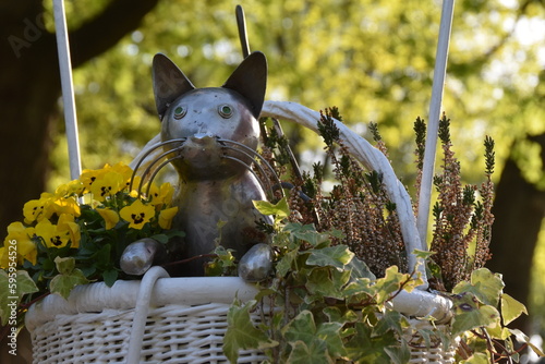 Sculpture of a Cat in a basket, Valentino Park (Parco del Valentino), Turin, Italy