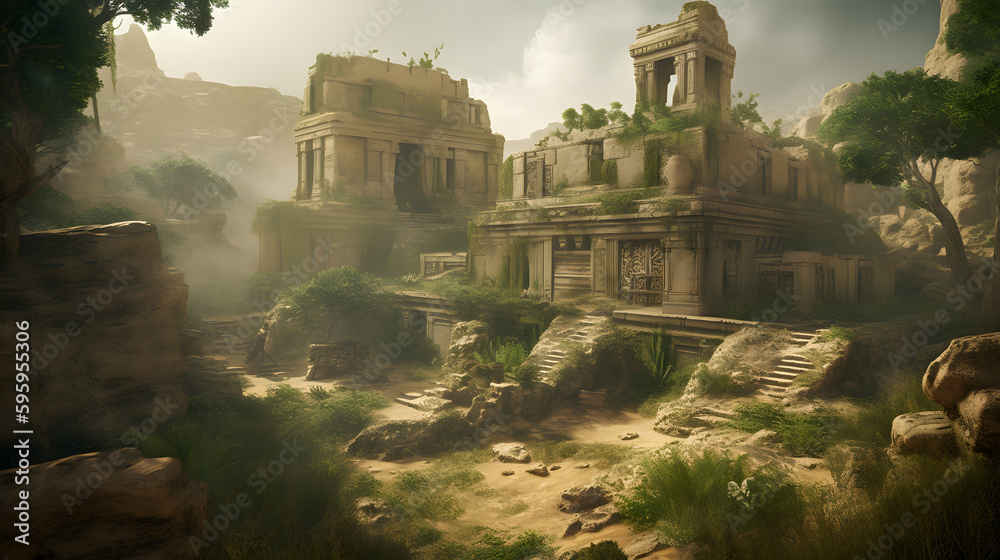 An ancient ruins rests in the heart of a forgotten land, a testament to the lost civilizations that once thrived there.