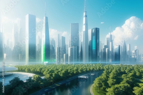 Eco futuristic city, generative ai