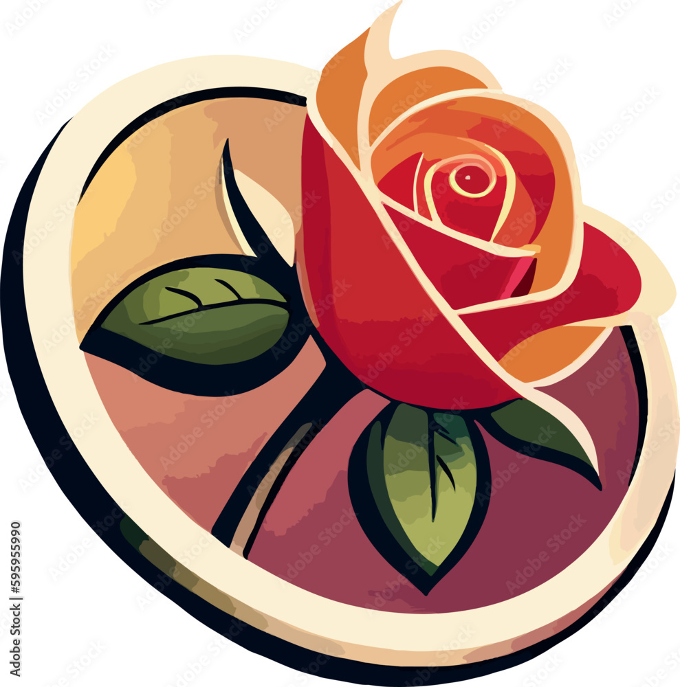 Rose logo multicolor vector illustration isolated on white background