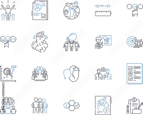 Conversion rates line icons collection. Optimization, Metrics, Analytics, Traffic, Sales, Funnel, Lead vector and linear illustration. Engagement,Testing,Performance outline signs set