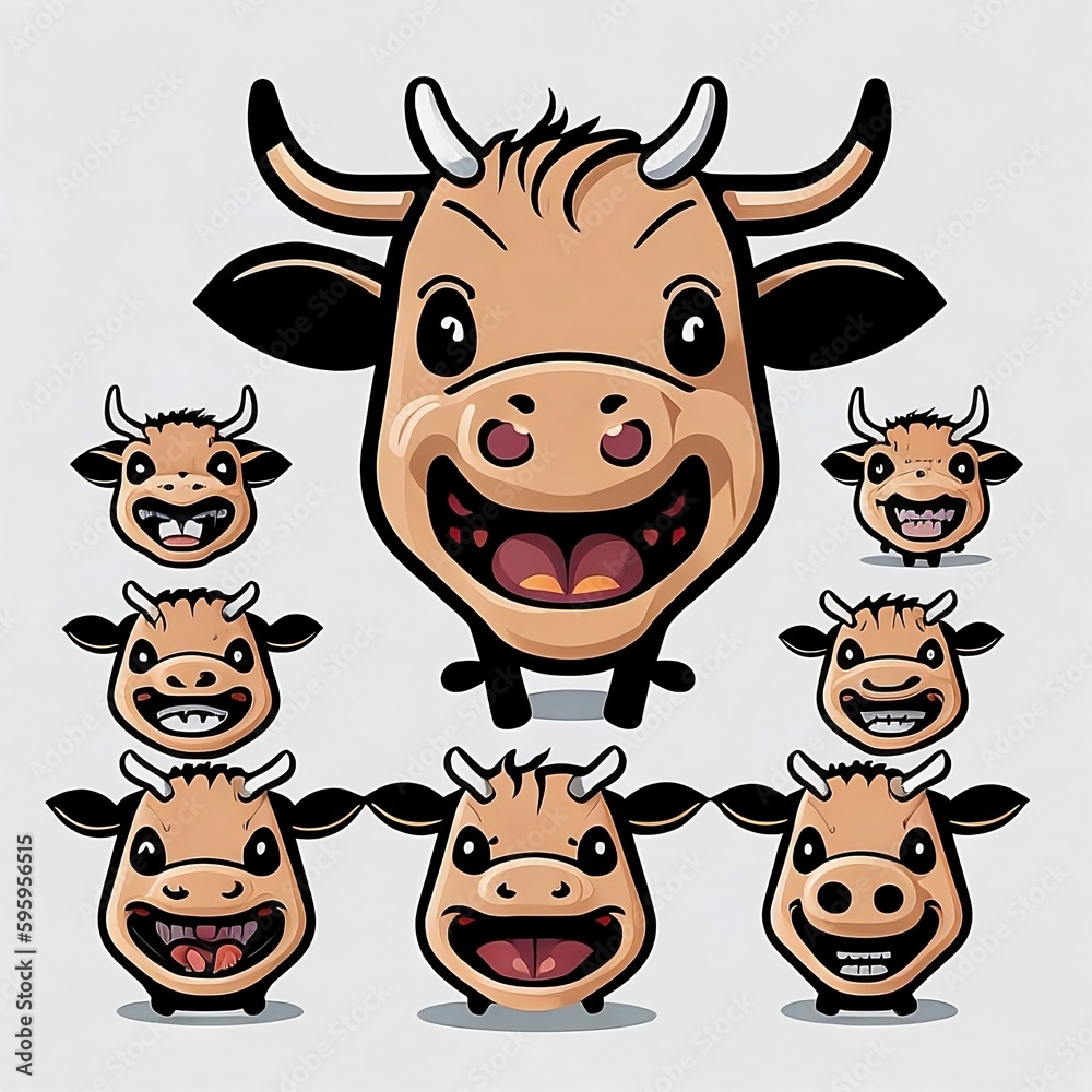 Vector logo template - cow head emblem - illustration for dairy industry. Trendy cow icon in flat style. Generative AI Vector logo template - cow head emblem - illustration for dairy industry. Trendy cow icon in flat style. Generative AI