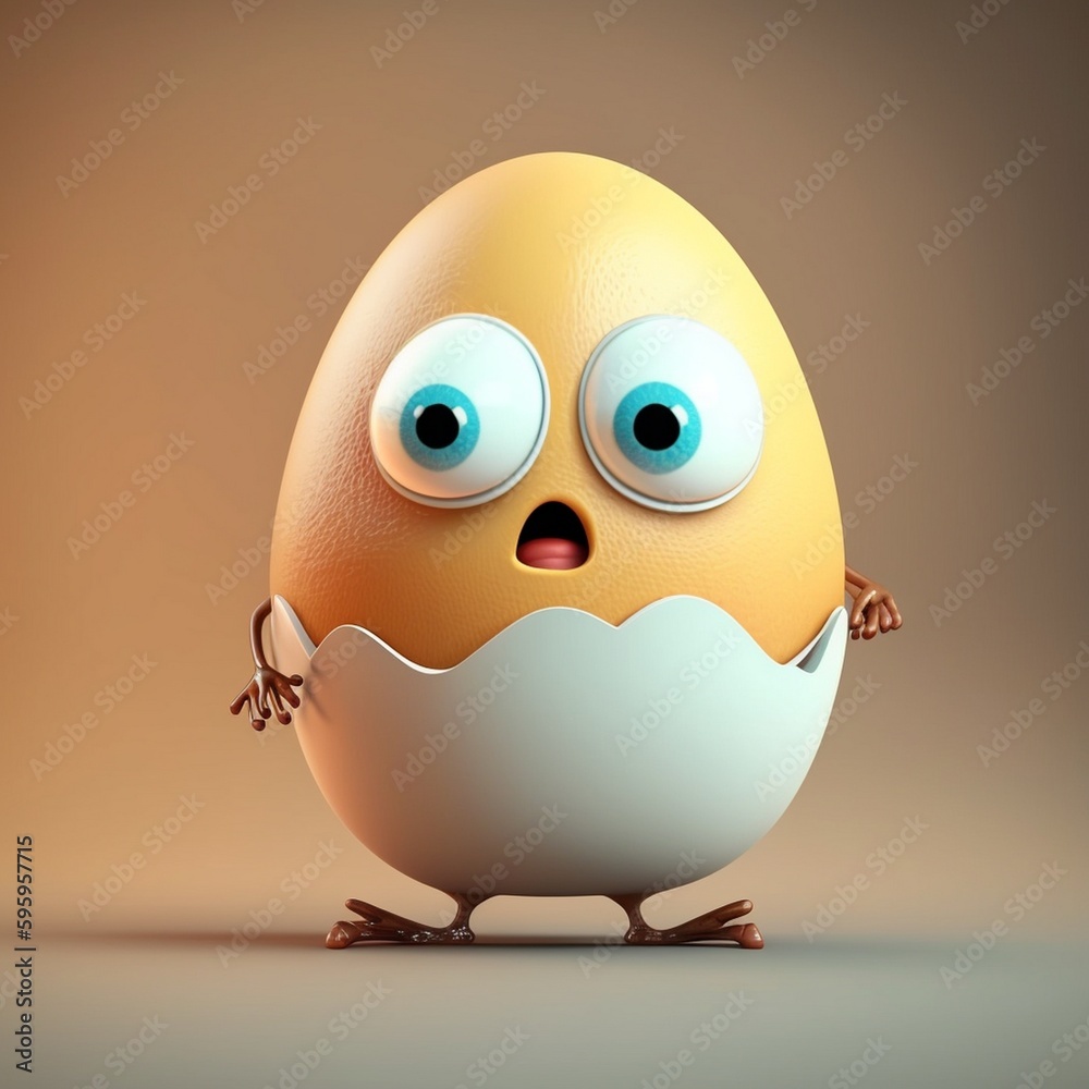 Cute Egg Character, Generative AI Cute Egg Character, Generative AI