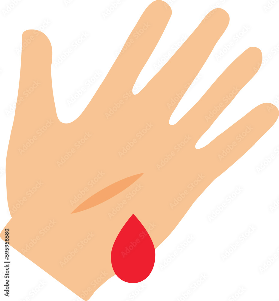 Wounded palm icon on white background. Wound on palm sign. Bleeding glyph style symbol. flat style. Wounded palm icon on white background. Wound on palm sign. Bleeding glyph style symbol. flat style.