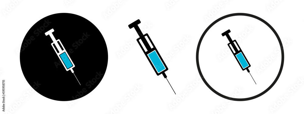A set of medical syringes. Vaccine and syringe icon. Injection vector illustration. A set of medical syringes. Vaccine and syringe icon. Injection vector illustration.