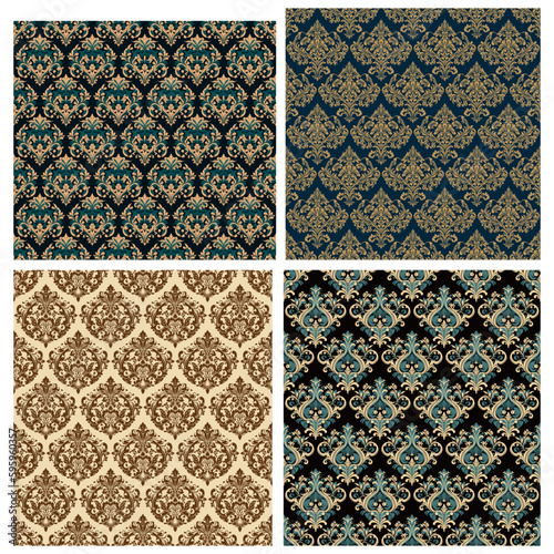 Damask Seamless Baroque Ornament Set