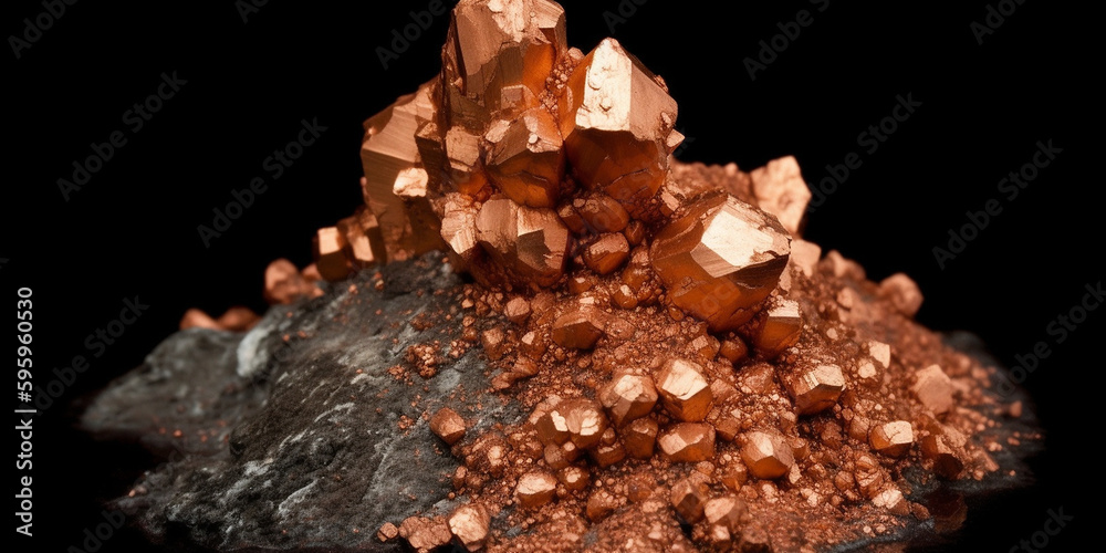 Kupfercarbonathydroxidmineral Kupfer Teile Splitter Nahaufnahme, ai generativ Kupfercarbonathydroxidmineral Kupfer Teile Splitter Nahaufnahme, ai generativ