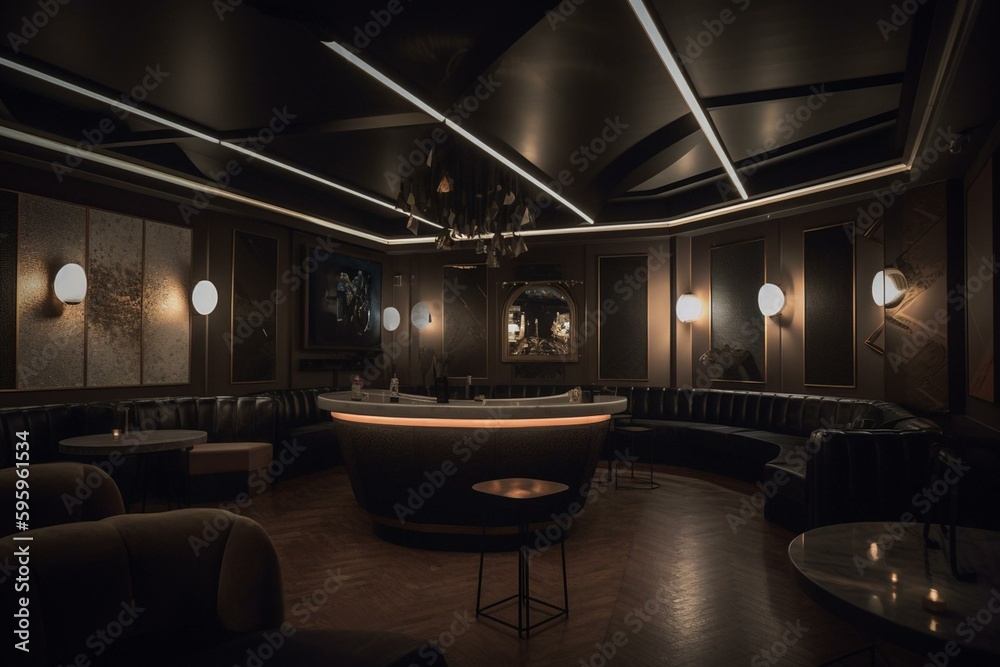 Contemporary underground cocktail lounge. Generative AI