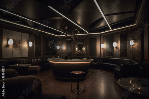 Contemporary underground cocktail lounge. Generative AI © Rafaela