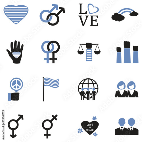 LGBT Icons. Two Tone Flat Design. Vector Illustration.