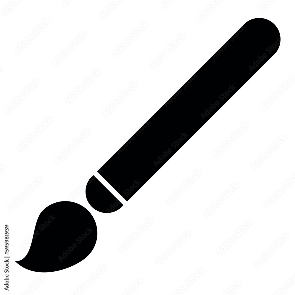 paint brush - black and white vector symbol illustration of paintbrush, white background paint brush - black and white vector symbol illustration of paintbrush, white background