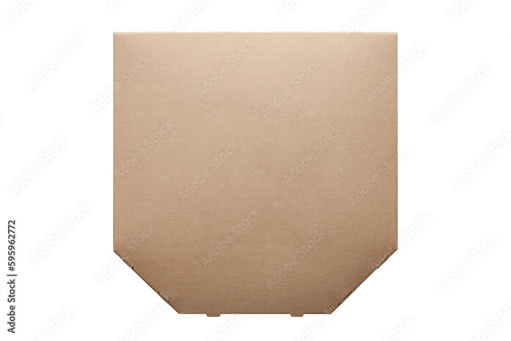 Box of cardboard pizza, blank unprinted on a white background, mockup isolated Box of cardboard pizza, blank unprinted on a white background, mockup isolated