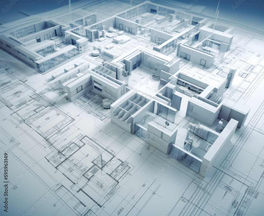 Building blueprint design and floor plans. Generative Ai. Building blueprint design and floor plans. Generative Ai.