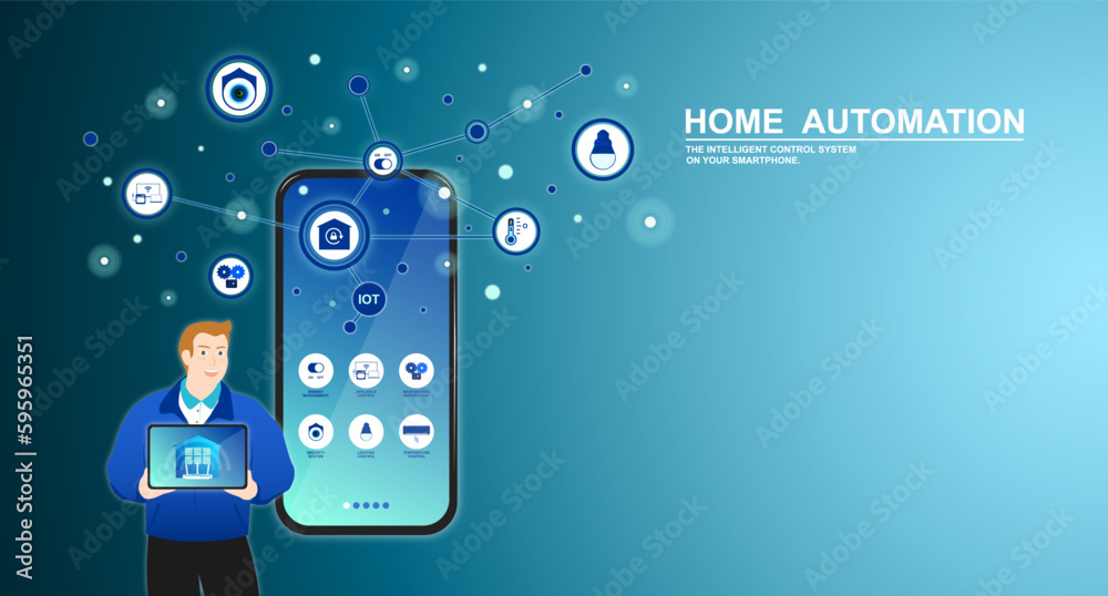 Home automation, Smart home intelligent system, Application on smartphone for security camera, Electric appliance or Device control, Infographic program for monitoring or management in the buildings. Home automation, Smart home intelligent system, Application on smartphone for security camera, Electric appliance or Device control, Infographic program for monitoring or management in the buildings.