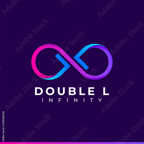 Letter L Infinity Logo design and Blue Purple Gradient Colorful symbol for Business Company Branding and Corporate Identity