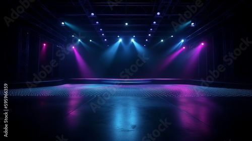 The dark stage shows empty dark blue purple pin background. AI generated