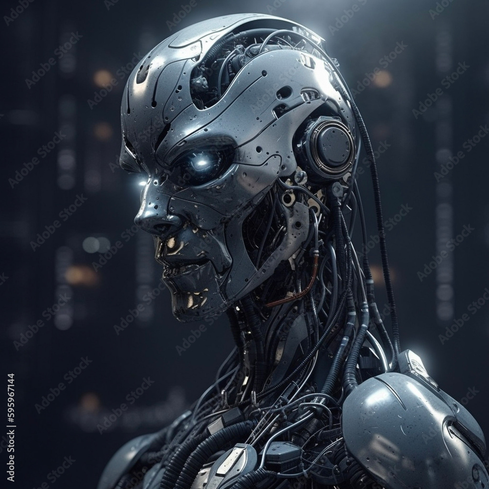 Fototapeta premium A.I Artificial Intelligence Humanoid Robot created by Generative AI