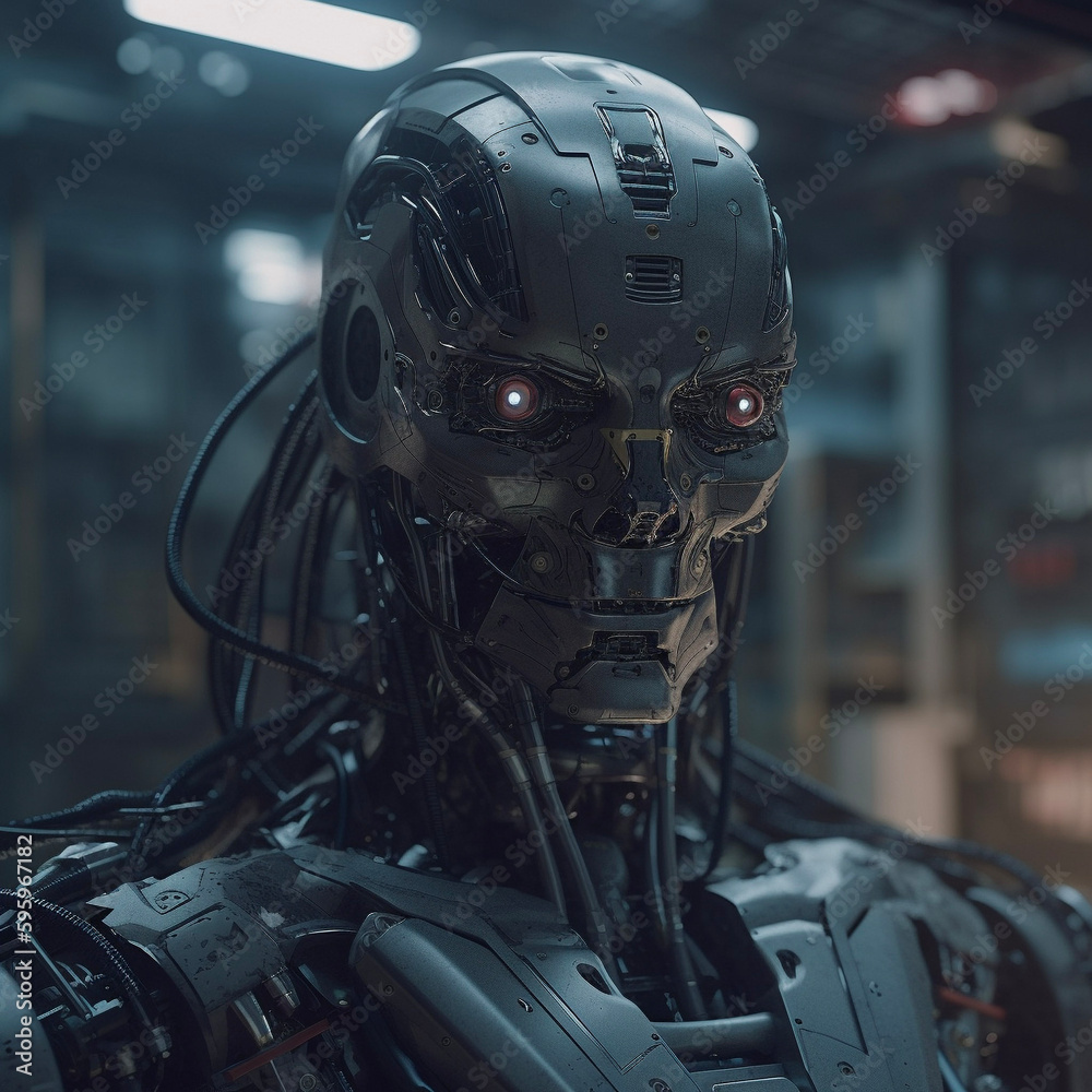 Fototapeta premium A.I Artificial Intelligence Humanoid Robot created by Generative AI