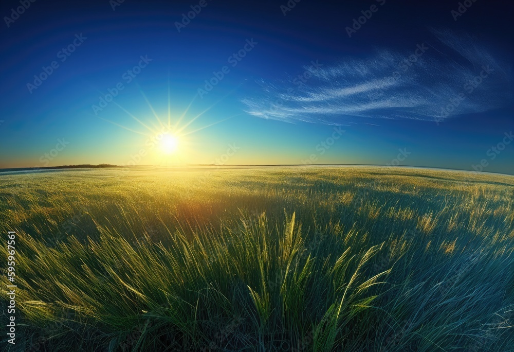 The environment of overgrown weeds under the backlit sunset